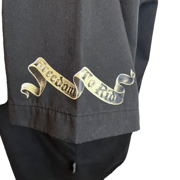 Dragon Fly Motorcycle Mens Black Button Up Shirt USA Garage Free To Ride Size M - Picture 6 of 12